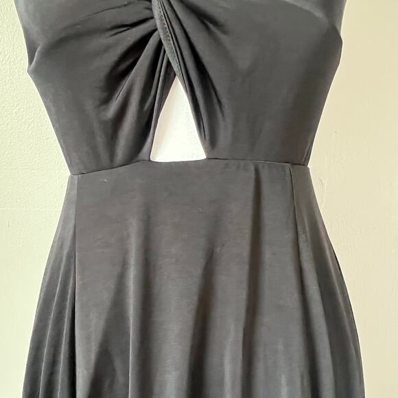 Lucy in the Sky Front Knot Black Backless Skater Dress Size M Mini Strappy Back - Picture 4 of 10
